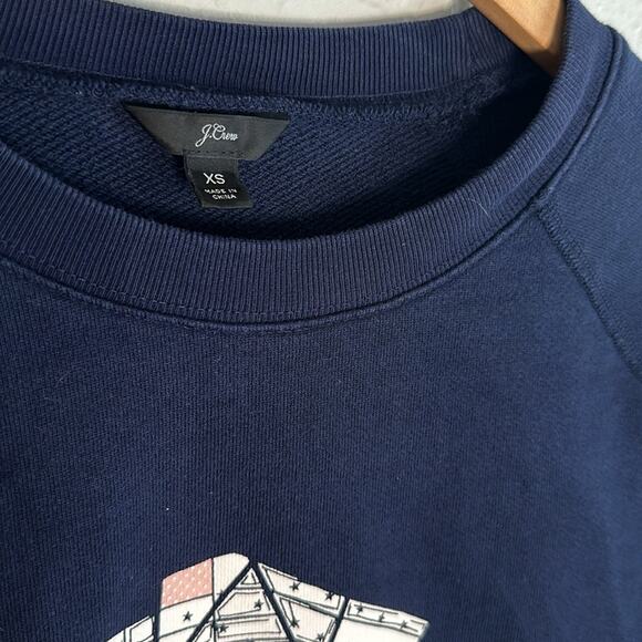 J. Crew Greenwich Village Navy Blue Sweatshirt Embroidered Sporty Preppy NYC Map - Picture 4 of 5